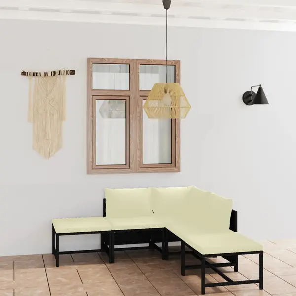 Gossi set mobilier de gradina cu perne, 6 piese, negru, poliratan