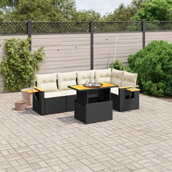 Gossi set mobilier de gradina cu perne, 6 piese, negru, poliratan