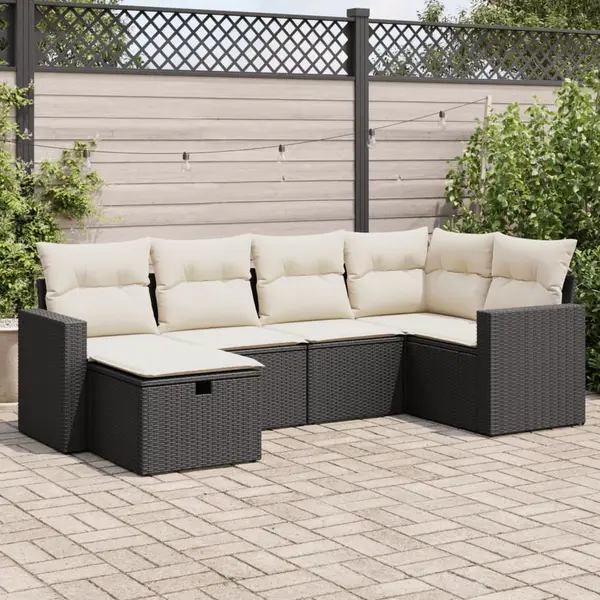 Gossi set mobilier de gradina cu perne, 6 piese, negru, poliratan