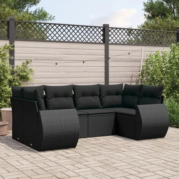 Gossi set mobilier de gradina cu perne, 6 piese, negru, poliratan