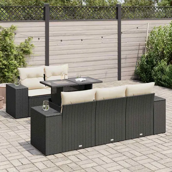 Gossi set mobilier de gradina cu perne, 6 piese, negru, poliratan