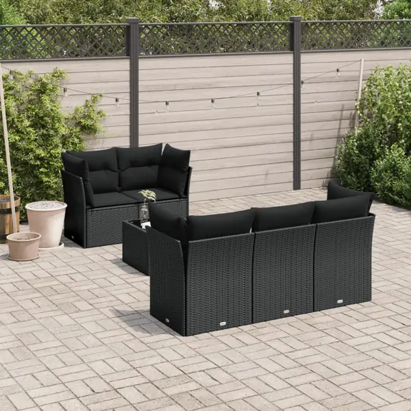 Gossi set mobilier de gradina cu perne, 6 piese, negru, poliratan