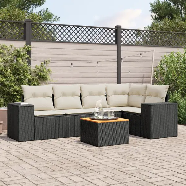 Gossi set mobilier de gradina cu perne, 6 piese, negru, poliratan