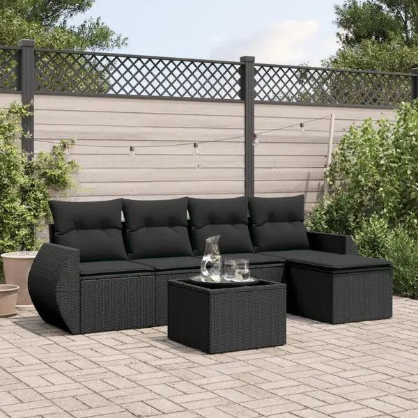 Gossi set mobilier de gradina cu perne, 6 piese, negru, poliratan