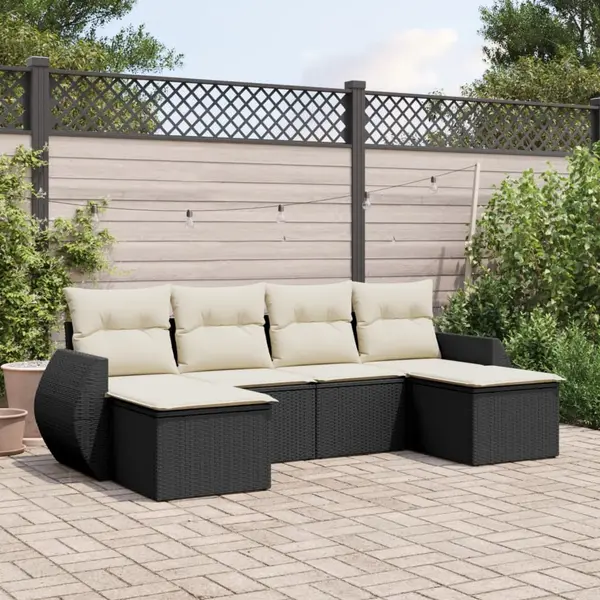 Gossi set mobilier de gradina cu perne, 6 piese, negru, poliratan