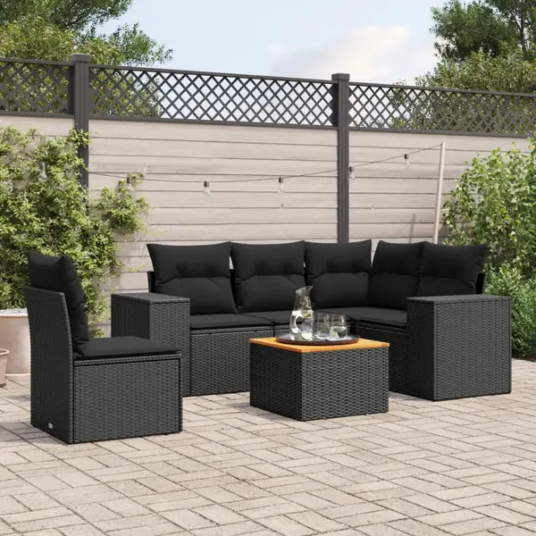 Gossi set mobilier de gradina cu perne, 6 piese, negru, poliratan
