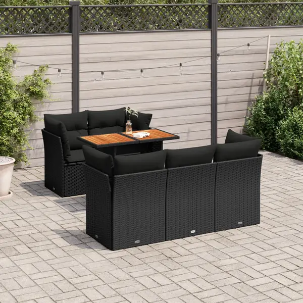 Gossi set mobilier de gradina cu perne, 6 piese, negru, poliratan