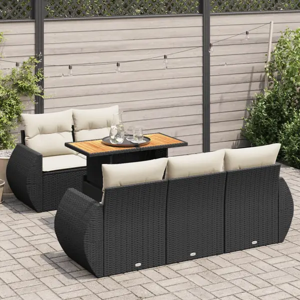 Gossi set mobilier de gradina cu perne, 6 piese, negru, poliratan