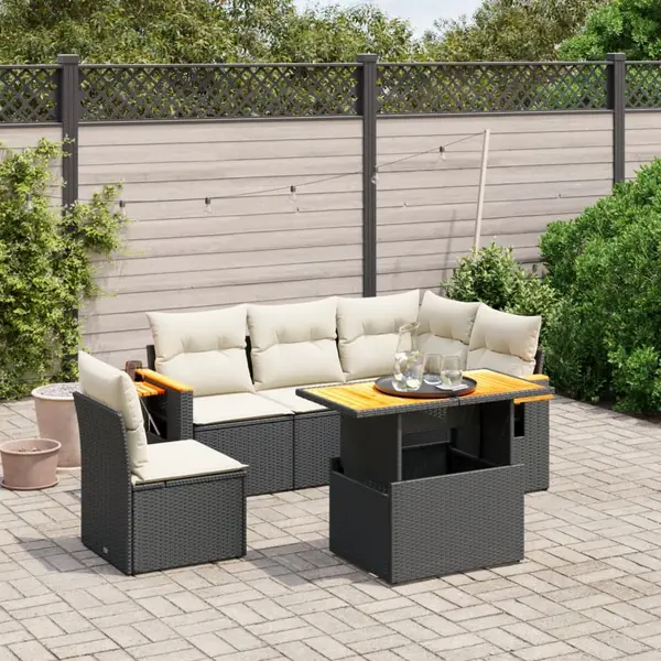 Gossi set mobilier de gradina cu perne, 6 piese, negru, poliratan