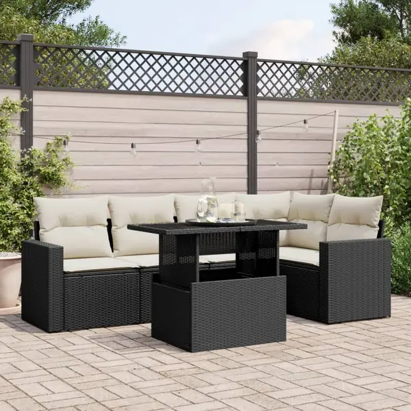 Gossi set mobilier de gradina cu perne, 6 piese, negru, poliratan