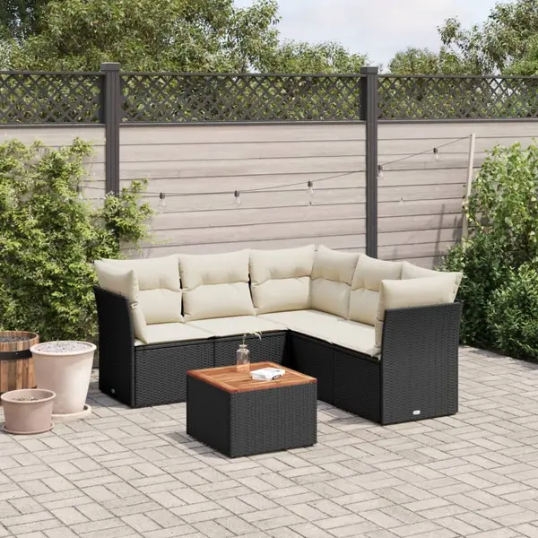 Gossi set mobilier de gradina cu perne, 6 piese, negru, poliratan