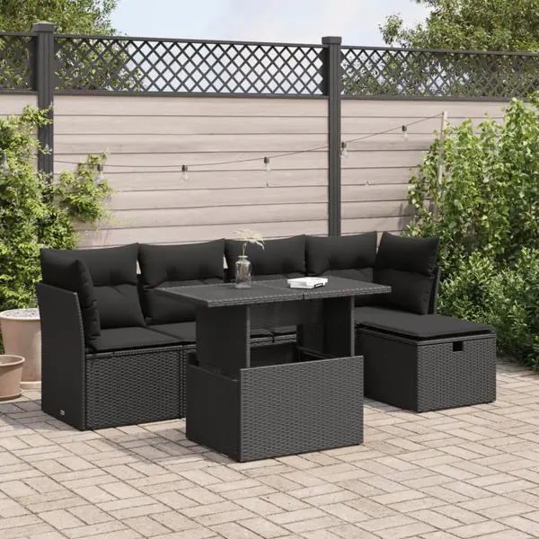 Gossi set mobilier de gradina cu perne, 6 piese, negru, poliratan
