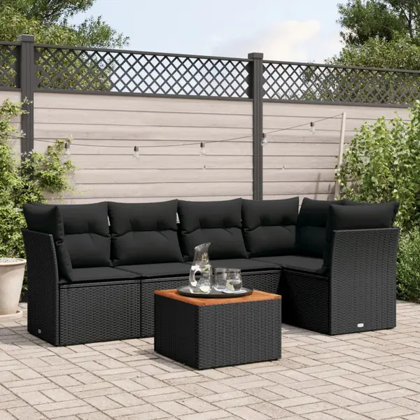 Gossi set mobilier de gradina cu perne, 6 piese, negru, poliratan