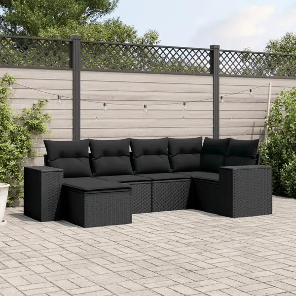 Gossi set mobilier de gradina cu perne, 6 piese, negru, poliratan