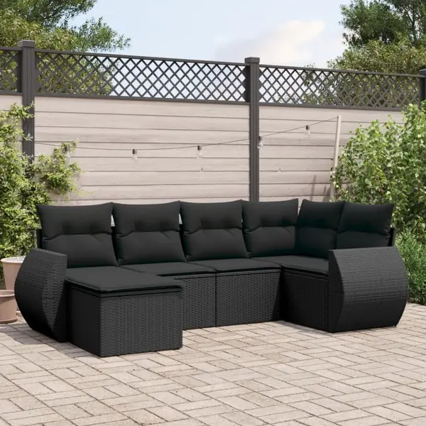 Gossi set mobilier de gradina cu perne, 6 piese, negru, poliratan
