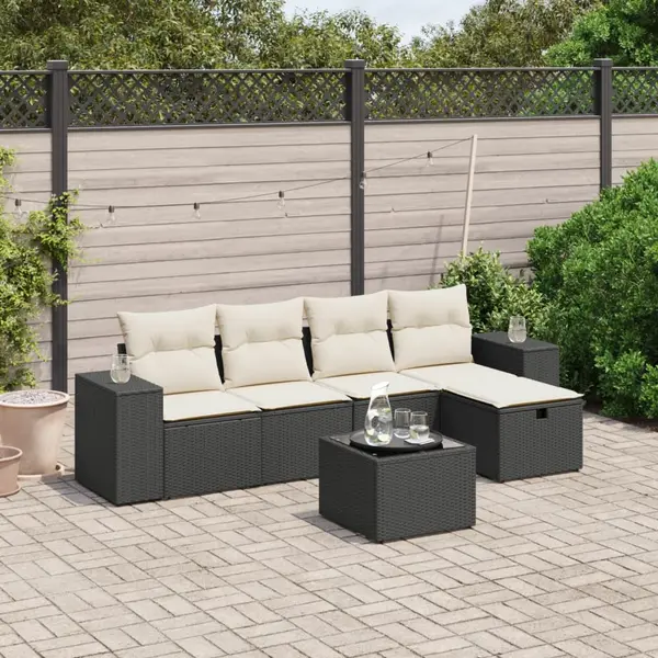 Gossi set mobilier de gradina cu perne, 6 piese, negru, poliratan