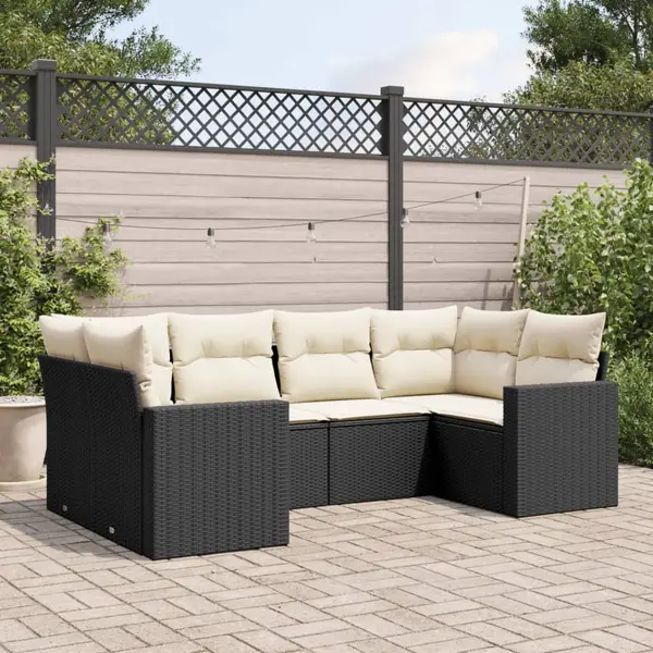 Gossi set mobilier de gradina cu perne, 6 piese, negru, poliratan