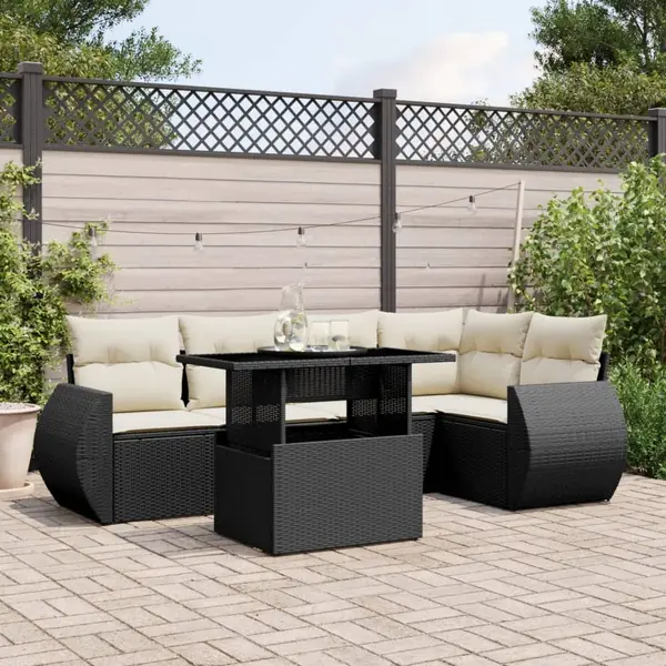 Gossi set mobilier de gradina cu perne, 6 piese, negru, poliratan