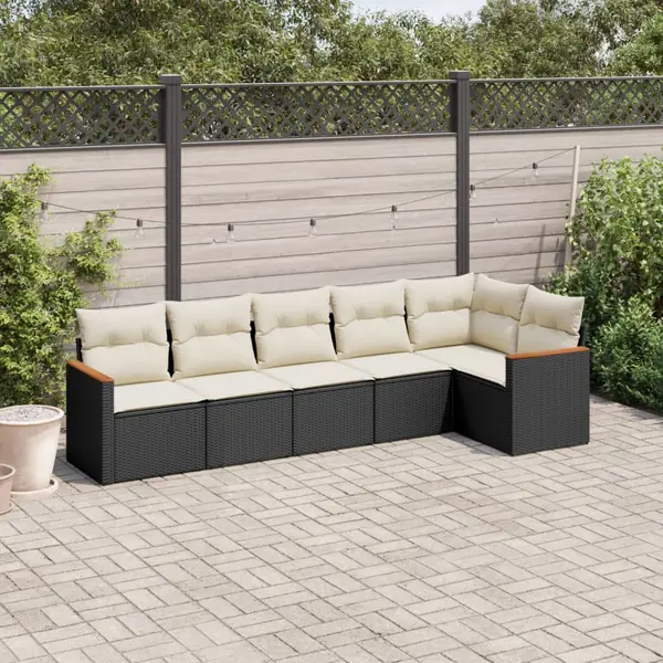 Gossi set mobilier de gradina cu perne, 6 piese, negru, poliratan