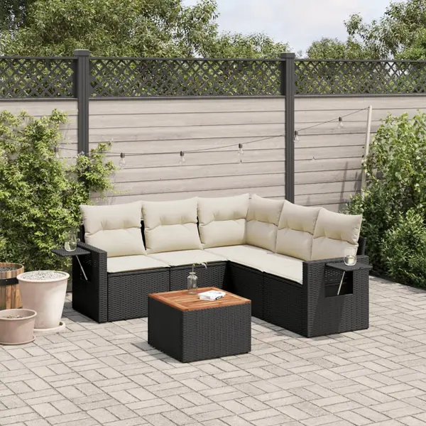 Gossi set mobilier de gradina cu perne, 6 piese, negru, poliratan