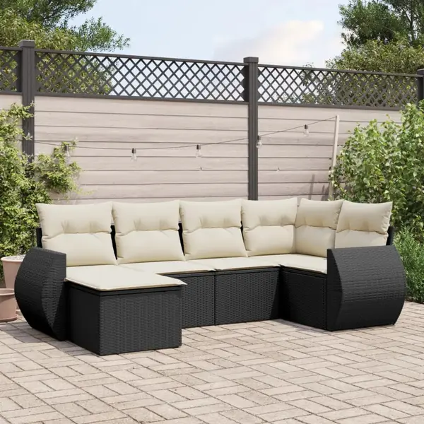 Gossi set mobilier de gradina cu perne, 6 piese, negru, poliratan