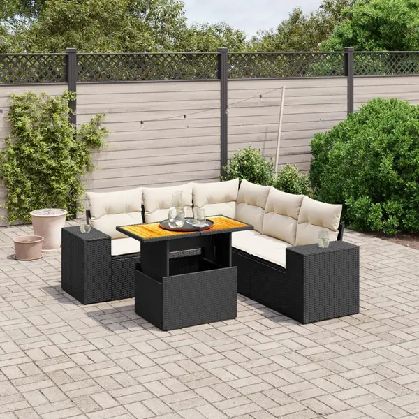 Gossi set mobilier de gradina cu perne, 6 piese, negru, poliratan