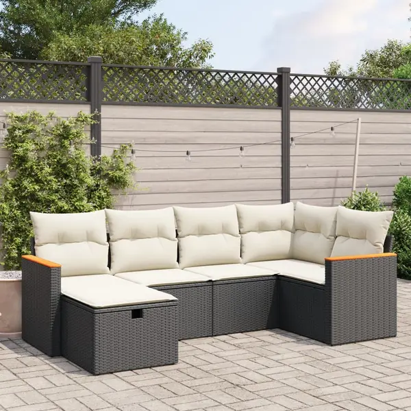 Gossi set mobilier de gradina cu perne, 6 piese, negru, poliratan