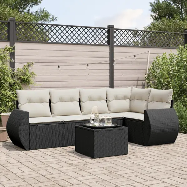 Gossi set mobilier de gradina cu perne, 6 piese, negru, poliratan