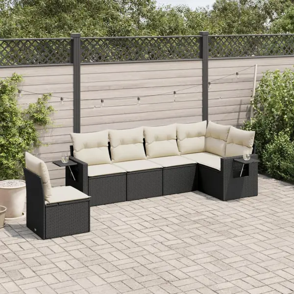 Gossi set mobilier de gradina cu perne, 6 piese, negru, poliratan