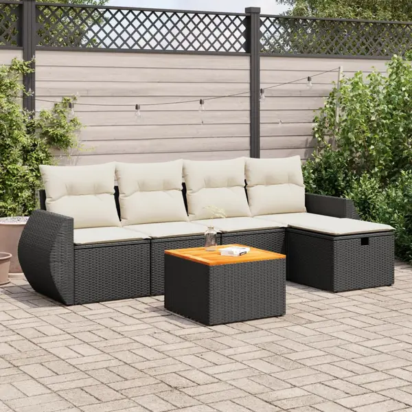 Gossi set mobilier de gradina cu perne, 6 piese, negru, poliratan