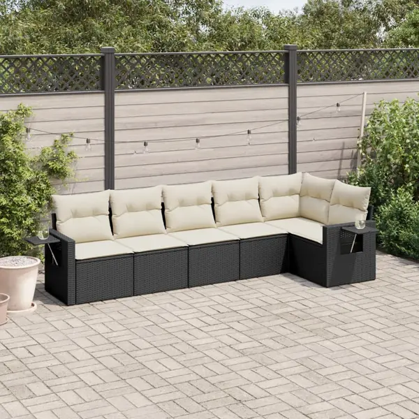 Gossi set mobilier de gradina cu perne, 6 piese, negru, poliratan