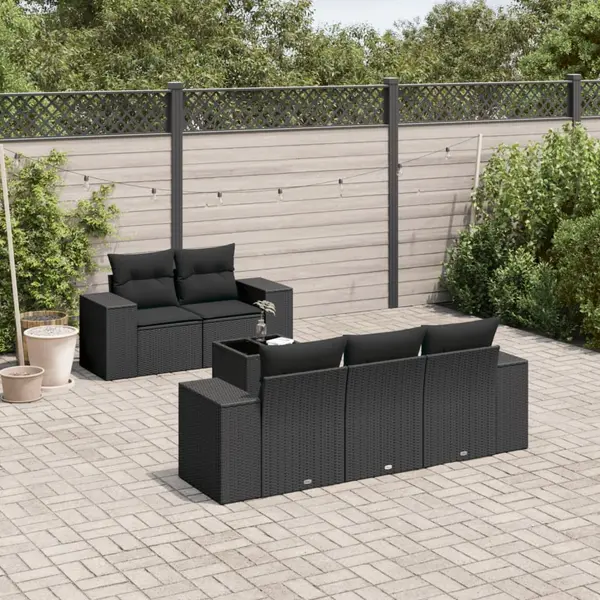 Gossi set mobilier de gradina cu perne, 6 piese, negru, poliratan