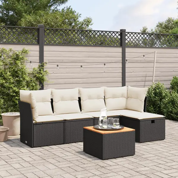 Gossi set mobilier de gradina cu perne, 6 piese, negru, poliratan