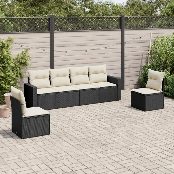 Gossi set mobilier de gradina cu perne, 6 piese, negru, poliratan