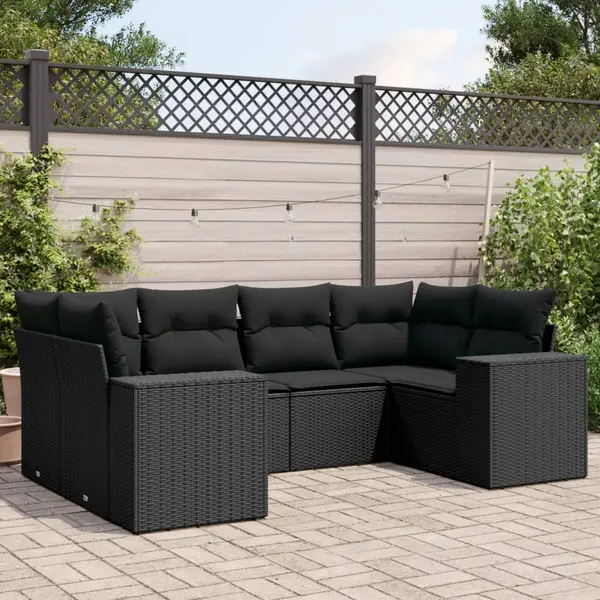 Gossi set mobilier de gradina cu perne, 6 piese, negru, poliratan