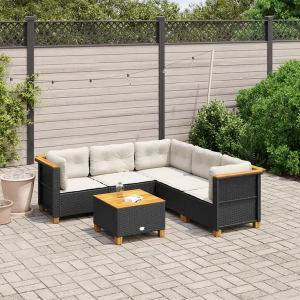 Gossi set mobilier de gradina cu perne, 6 piese, negru, poliratan