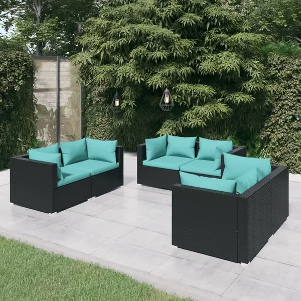 Gossi set mobilier de gradina cu perne, 6 piese, negru, poliratan