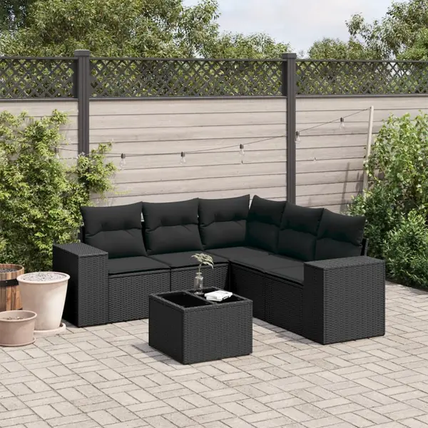 Gossi set mobilier de gradina cu perne, 6 piese, negru, poliratan