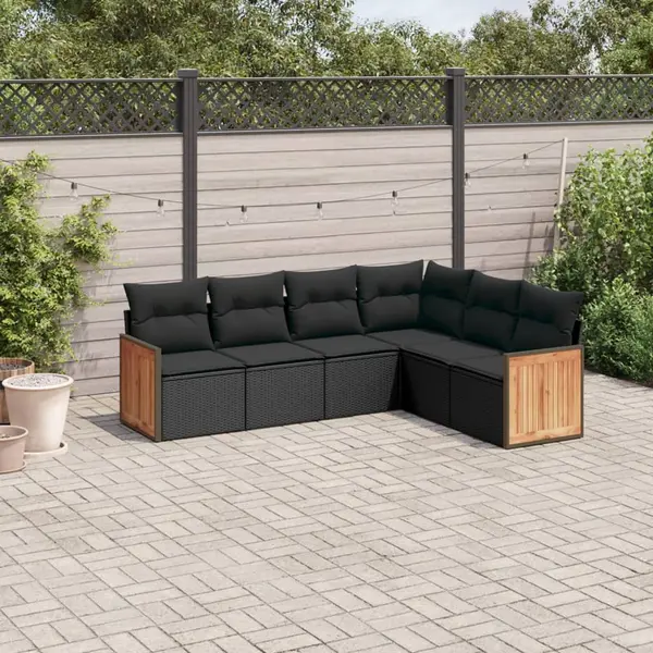 Gossi set mobilier de gradina cu perne, 6 piese, negru, poliratan