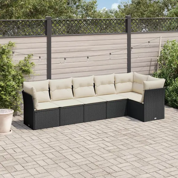 Gossi set mobilier de gradina cu perne, 6 piese, negru, poliratan