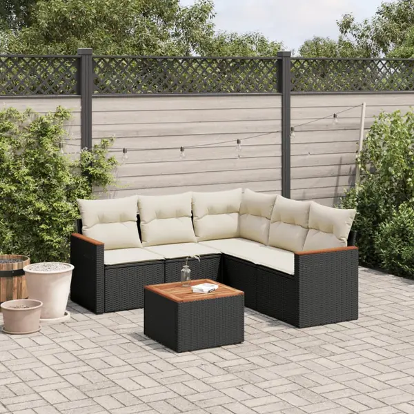 Gossi set mobilier de gradina cu perne, 6 piese, negru, poliratan