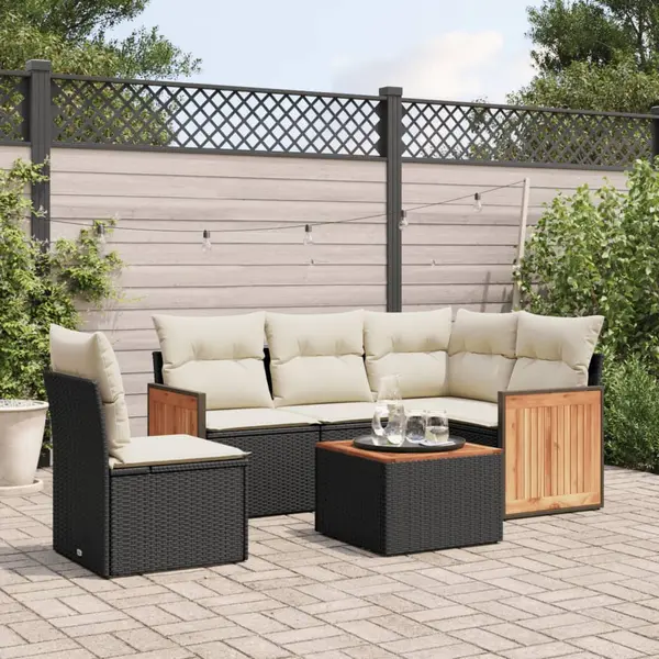 Gossi set mobilier de gradina cu perne, 6 piese, negru, poliratan