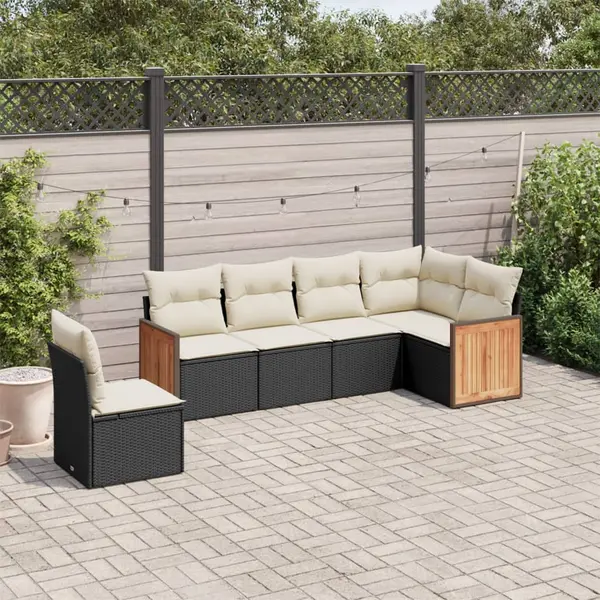 Gossi set mobilier de gradina cu perne, 6 piese, negru, poliratan