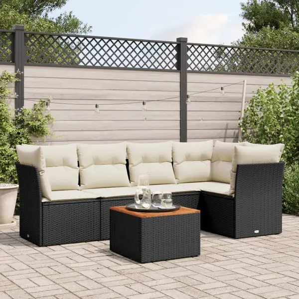 Gossi set mobilier de gradina cu perne, 6 piese, negru, poliratan