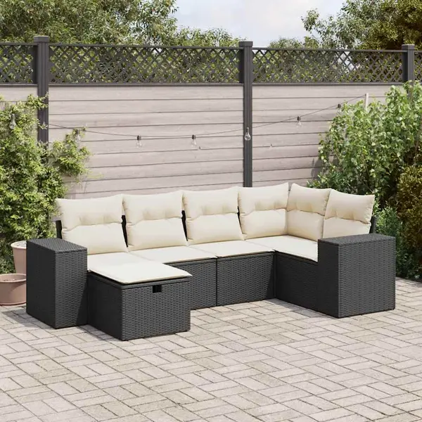 Gossi set mobilier de gradina cu perne, 6 piese, negru, poliratan