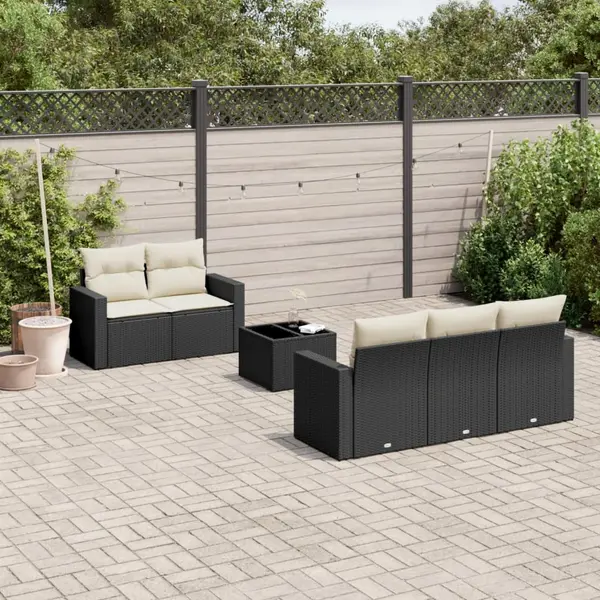 Gossi set mobilier de gradina cu perne, 6 piese, negru, poliratan