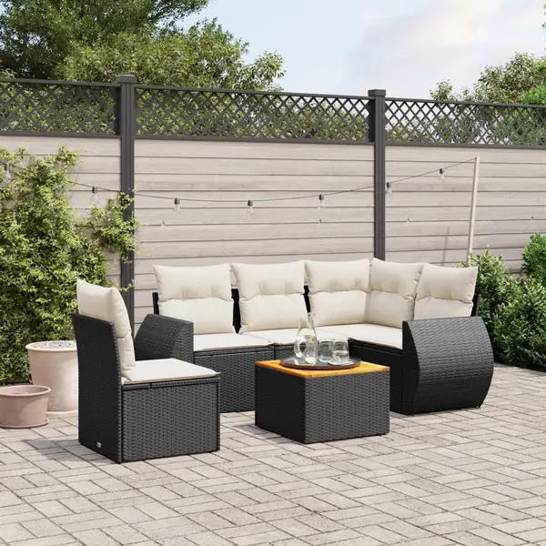 Gossi set mobilier de gradina cu perne, 6 piese, negru, poliratan