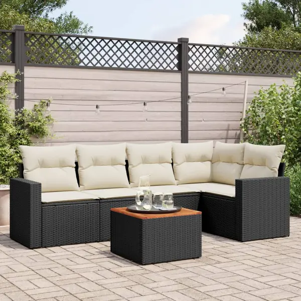 Gossi set mobilier de gradina cu perne, 6 piese, negru, poliratan