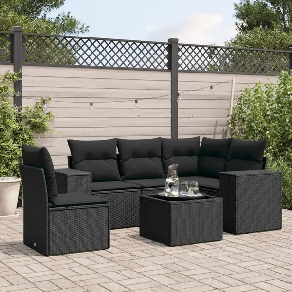Gossi set mobilier de gradina cu perne, 6 piese, negru, poliratan