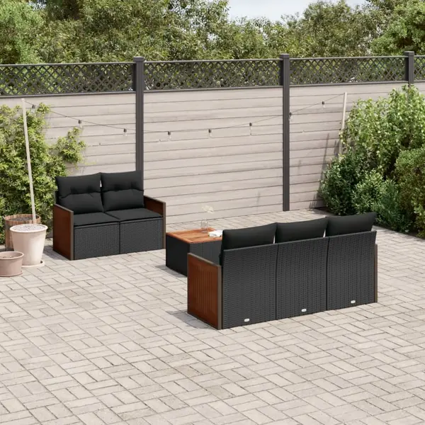 Gossi set mobilier de gradina cu perne, 6 piese, negru, poliratan